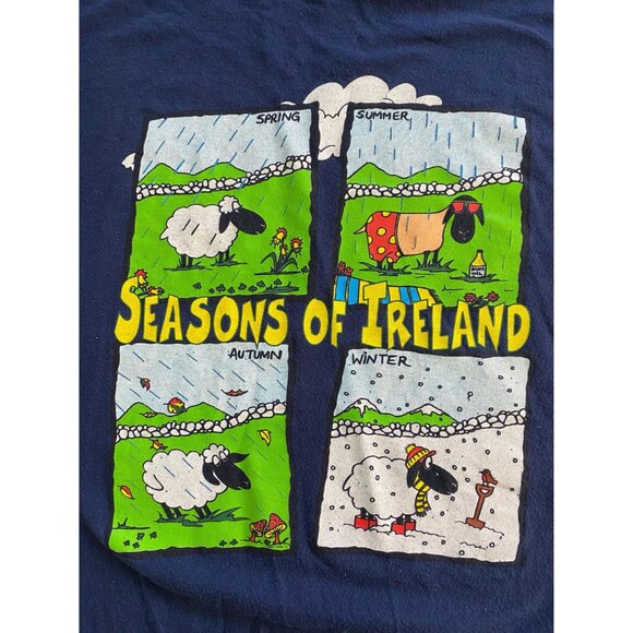 Vintage Sheep T-shirt, Seasons of Ireland, Size Large, 90s Funny Animal T-shirt - Picture 3 of 8
